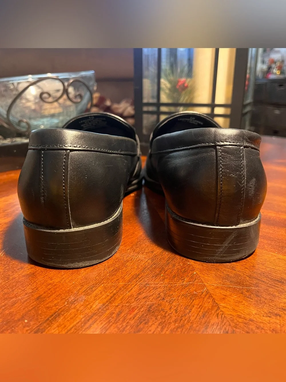 Express Black Leather Penny Loafers for Men